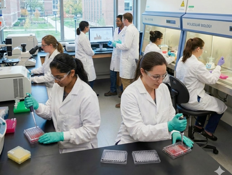 scientists in laboratories